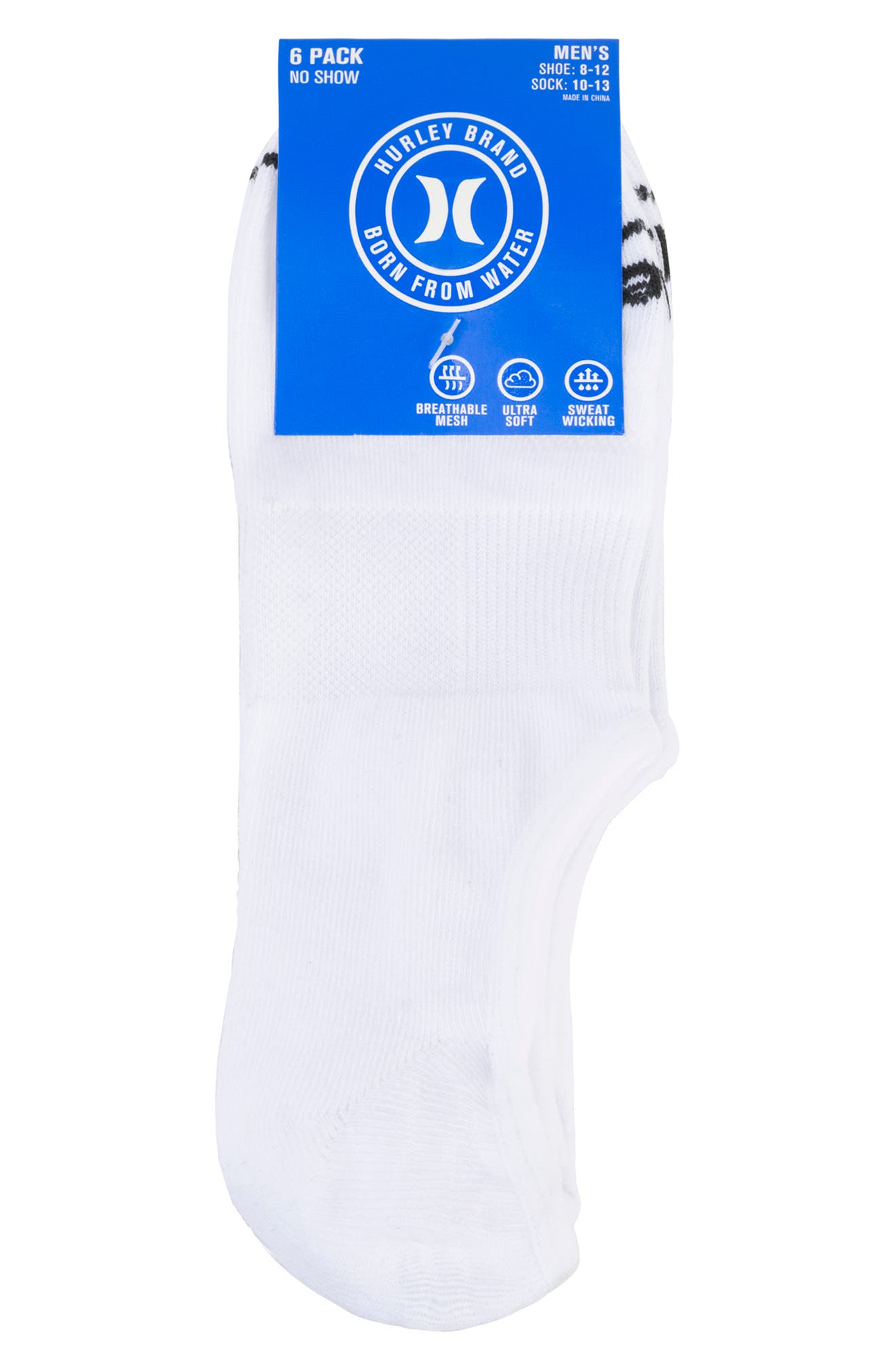 Hurley womens 6 Pack Non Terry Low Cut Socks